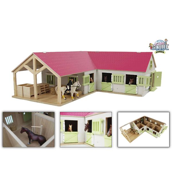 Kids Globe Hevostalli 1:24 pinkki