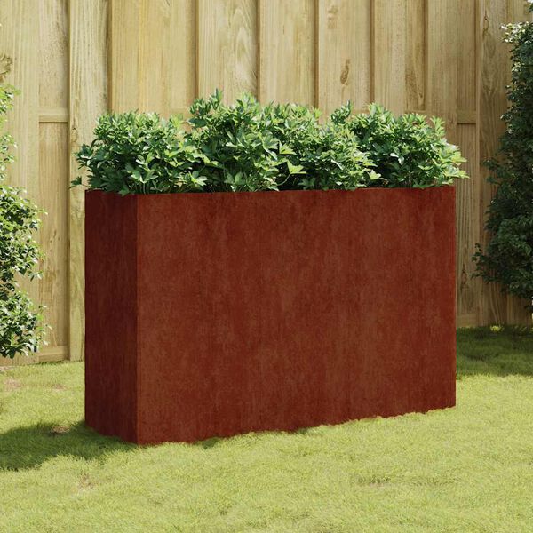 vidaXL Korotettu kukkalaatikko 120x40x80 cm Corten ter&auml;s