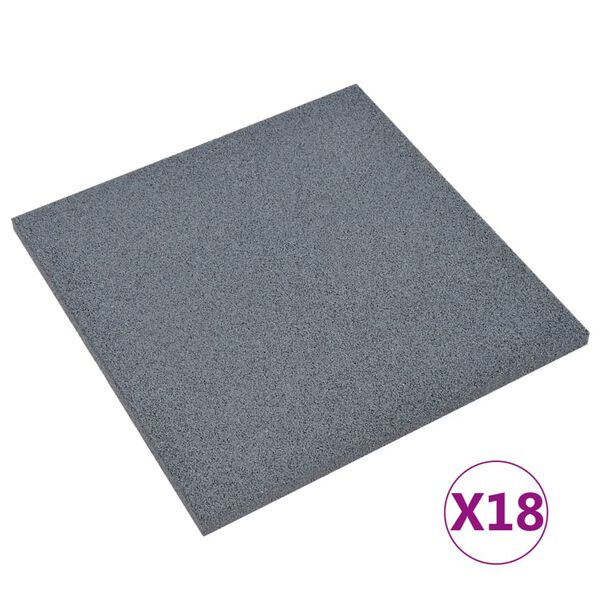 vidaXL Kaatumissuojalevyt 18 kpl kumi 50x50x3 cm harmaa