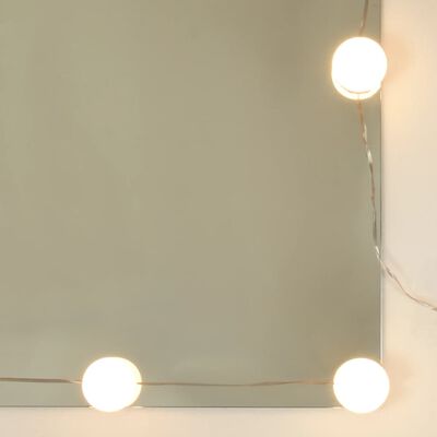 vidaXL LED-peilipöytä kahdella kaapilla valkoinen tekninen puu