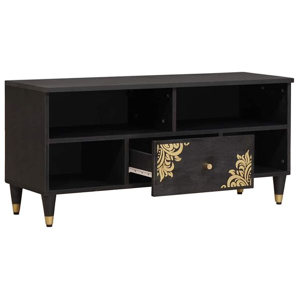 vidaXL TV-kaappi hyllyllä Musta 100 x 33 x 46 cm Kiinteä mango puu
