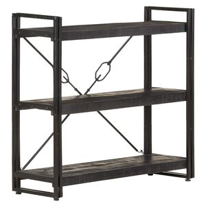 vidaXL 3-tasoinen kirjahylly musta 90x30x80 cm t&auml;ysi mangopuu