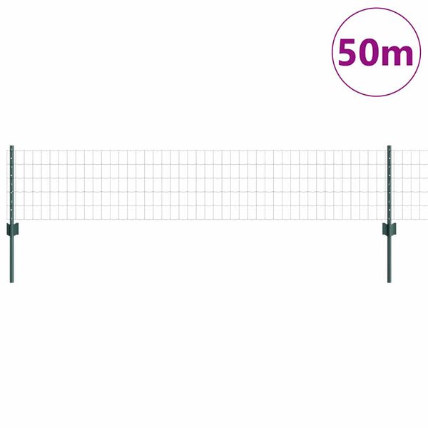 vidaXL Aita ja Tuki Vihreä 0,4 x 50 m Terästä ja PVC:tä