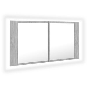 vidaXL Kylpyhuoneen LED peilikaappi betoninharmaa 90x12x45 cm akryyli
