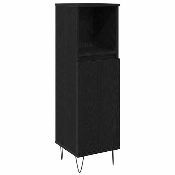 vidaXL Kylpyhuonekalustesetti hyllyll&auml; 3 pcs Musta tammi. Tekninen puu