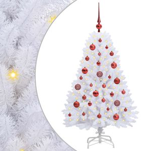 vidaXL Salkomallinen tekoinen joulukuusi valkoinen 120 cm PVC ja ter&auml;s