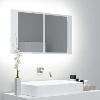 vidaXL Kylpyhuoneen LED peilikaappi korkeak. valk. 80x12x45 cm akryyli