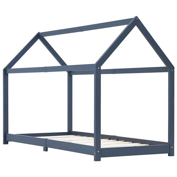 vidaXL Lasten s&auml;ngynrunko harmaa t&auml;ysi m&auml;nty 90x200 cm