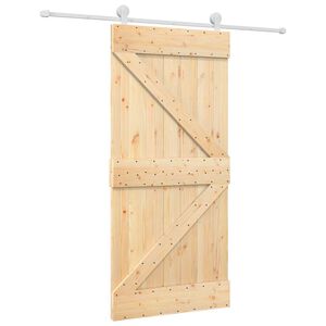 vidaXL Liukuovi 95 x 210 cm Massiivinen m&auml;nty (k&auml;sittelem&auml;t&ouml;n)