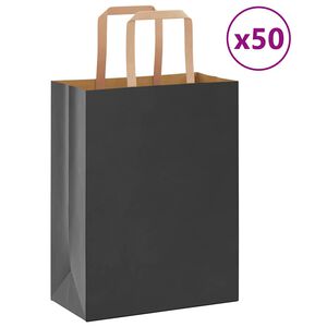 vidaXL Paperikassit 50 kpl kahvoilla musta 21x11x28 cm