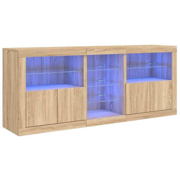 vidaXL Senkki LED-valoilla Sonoma-tammi 181,5x37x67 cm
