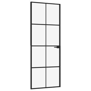vidaXL Sis&auml;ovi musta 76x201,5 cm karkaistu lasi ja alumiini ohut