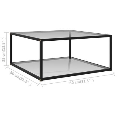 vidaXL Sohvapöytä läpinäkyvä 80x80x35 cm karkaistu lasi