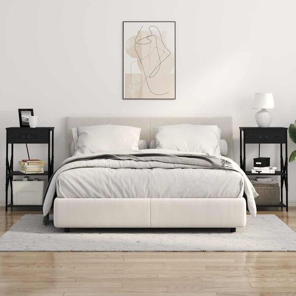 vidaXL Y&ouml;p&ouml;yt&auml;kaappi 2 pcs Musta tammi. 41 x 31 x 76 cm Tekninen puu