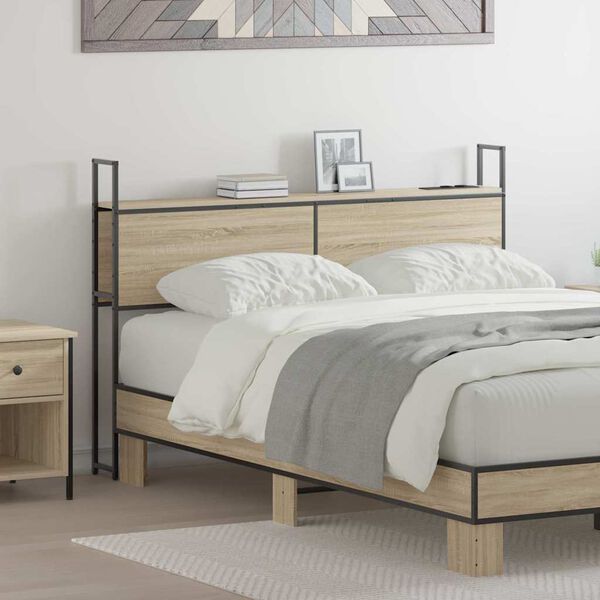 vidaXL S&auml;ilytyss&auml;nky latausasemalla Sonoma tammi 138 x 15 x 98 cm