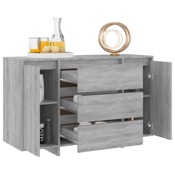 vidaXL Senkki 3 vetolaatikkoa harmaa Sonoma 120x41x75 cm tekninen puu