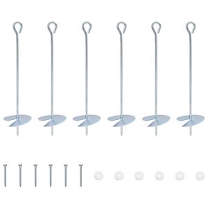 vidaXL Maakiinnike 6 pcs Hopea &Oslash;10 x 40 cm Galvanoitu Metalli