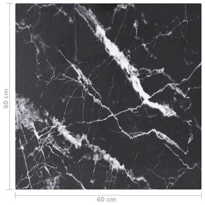 vidaXL Pöytälevy musta 60x60 cm 6 mm karkaistu lasi marmorikuvio