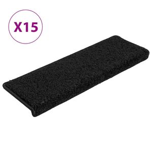 vidaXL Portaiden matot 15 kpl 65x21x4 cm musta suorakaiteen muotoinen reuna