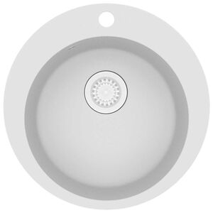 vidaXL Keitti&ouml;n pesuallas graniitti py&ouml;re&auml; valkoinen