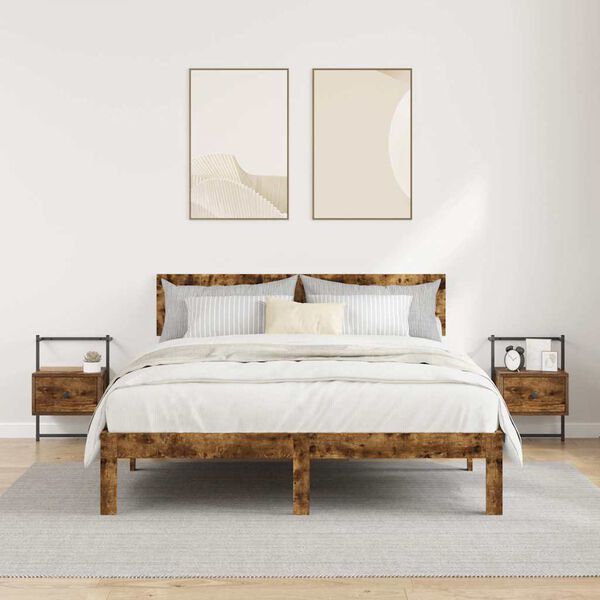 vidaXL Y&ouml;p&ouml;yd&auml;t sein&auml;lle 2 kpl savutammi 35x30x51 cm tekninen puu