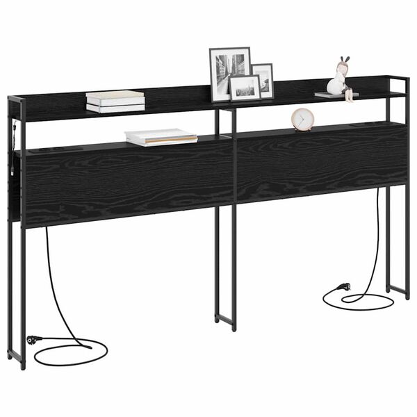 vidaXL S&auml;ilytysp&auml;&auml;ty hyllyll&auml; p&auml;&auml;tyll&auml; Musta tammi 180 cm Tekninen puu