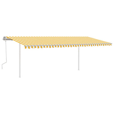 vidaXL Manuaalisesti kelattava markiisi tolpilla 6x3 m keltavalkoinen