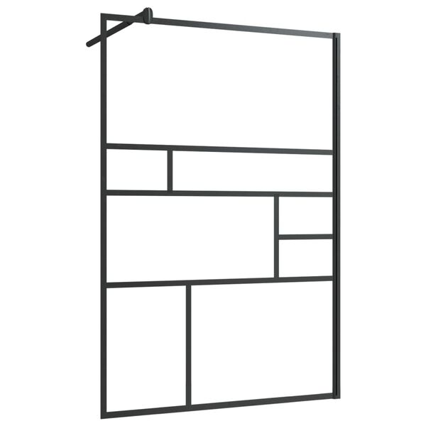 vidaXL Walk-in suihkun sein&auml;ke kirkas ESG-lasi 115x195 cm musta