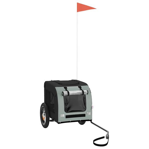 vidaXL Lemmikinkuljetuskärry polkupyörään harmaa/musta kangas ja rauta