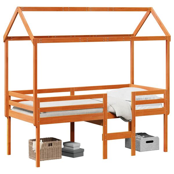 vidaXL Korotettu s&auml;nky katolla vahanruskea 80x200 cm t&auml;ysi m&auml;nty