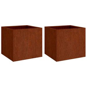 vidaXL Kukkalaatikot 2 kpl 42x40x39 cm Corten ter&auml;s
