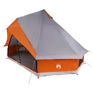 vidaXL Tipi-teltta 8 hengelle Harmaa ja oranssi taffeta