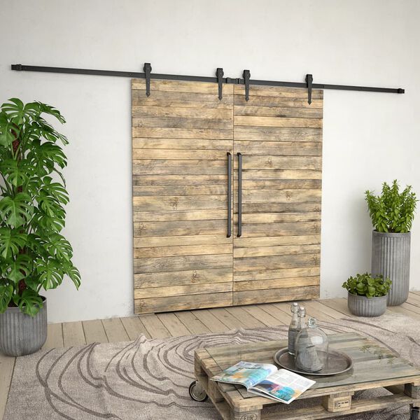 vidaXL Liukuoven asennussarja teräs 2x183 cm musta