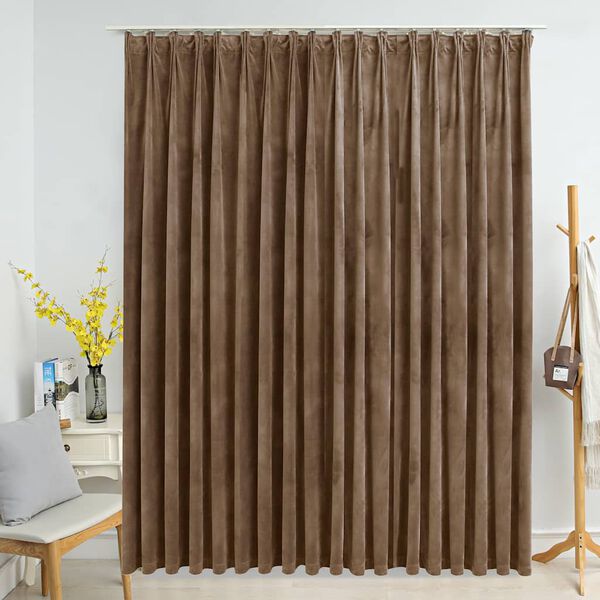 vidaXL Pimennysverho koukuilla sametti beige 290x245 cm