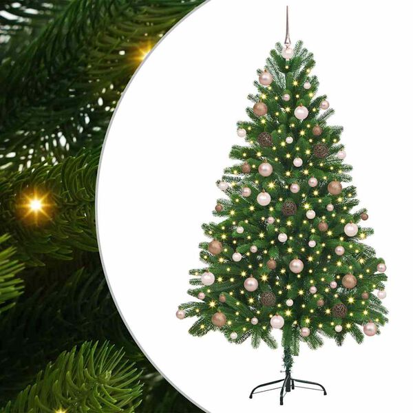 vidaXL Joulukuusi 300 LED-valoilla jalustalla Vihre&auml; 180 cm PE