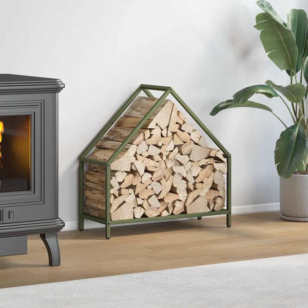 vidaXL Polttopuuteline Oliivinvihre&auml; Kylm&auml;valssattua ter&auml;st&auml;