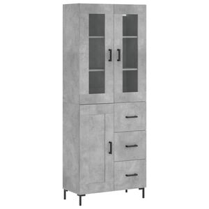 vidaXL Kaappi betoninharmaa 69,5x34x180 cm tekninen puu