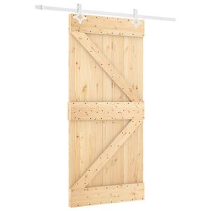 vidaXL Liukuovi Luonnollinen ja valkoinen 90 x 210 cm T&auml;ysi m&auml;nty