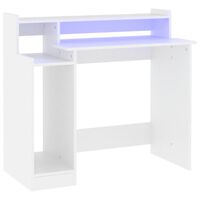 vidaXL Työpöytä LED-valoilla valkoinen 97x45x90 cm tekninen puu