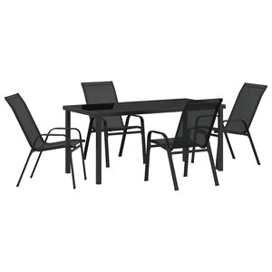 vidaXL Piharuokailu setti 5 pcs Musta Jauhemaalattu ter&auml;s