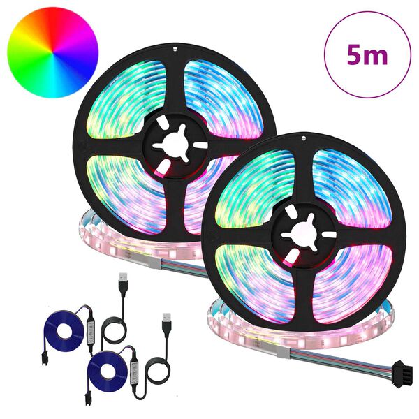 vidaXL LED-nauha 2 pcs Musta ja l&auml;pin&auml;kyv&auml; 2500 mm Kupari ja muovi