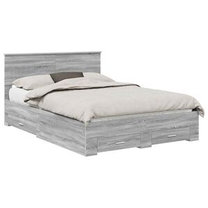 vidaXL S&auml;ngyn runko p&auml;&auml;tyll&auml; Harmaa Sonoma 5FT King Size Tekninen puu