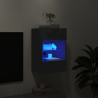 vidaXL TV-seinäkaappi LED-valoilla musta 40x30x60,5 cm
