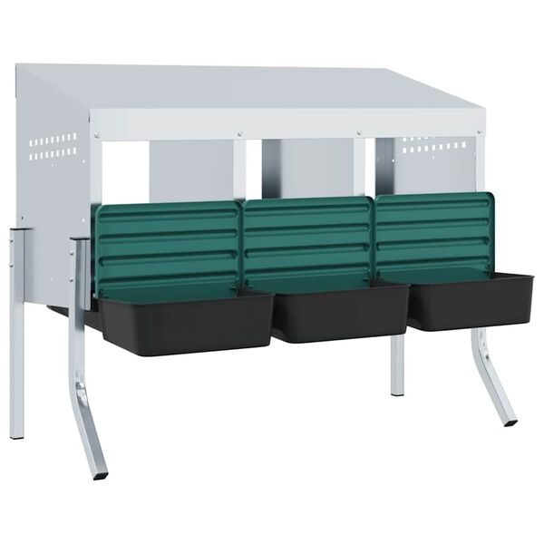 vidaXL Kanan pes&auml;laatikko 3 lokeroa jaloilla galvanoitu ter&auml;s