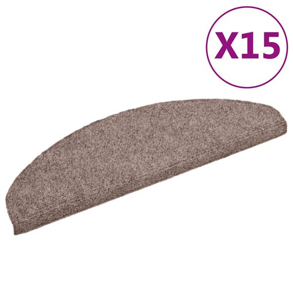 vidaXL Porrasmatot itseliimautuvat 15 kpl 65x21x4 cm vaaleanruskeat puolipy&ouml;re&auml;t suuret