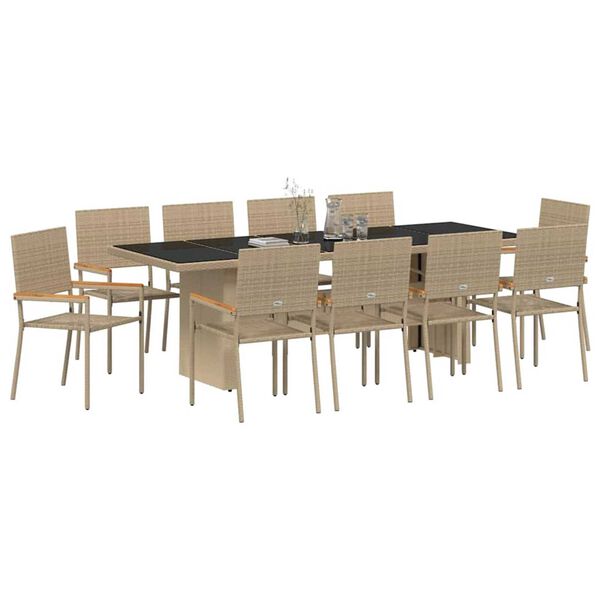 vidaXL Piharuokailu setti 11 pcs Beige polyrottinki