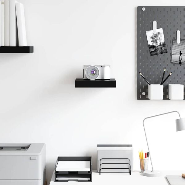 vidaXL Kelluva sein&auml;hylly korkeakiilto musta 23x23,5x3,8 cm MDF