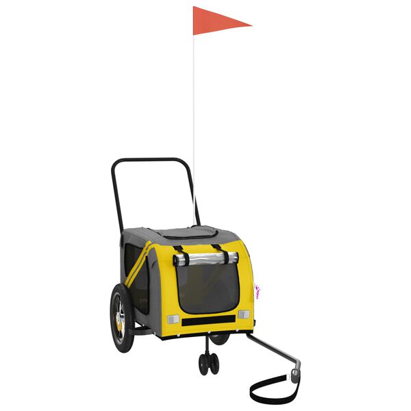 vidaXL Lemmikinkuljetuskärry polkupyörään kelt./musta kangas ja rauta