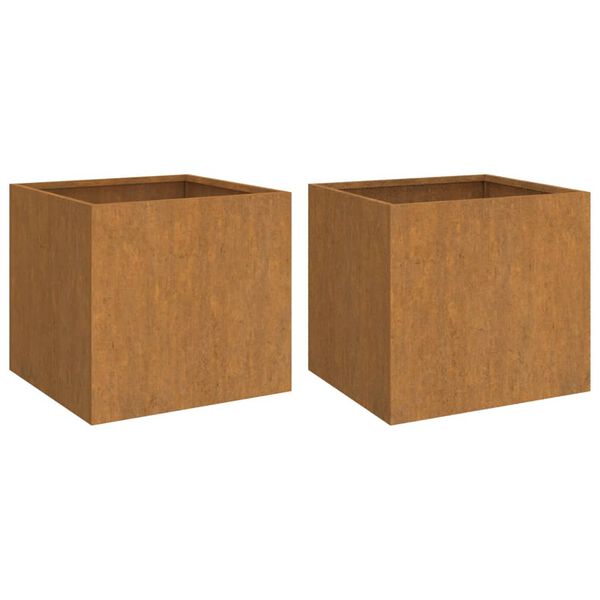 vidaXL Kukkalaatikot 2 kpl 42x40x39 cm Corten teräs