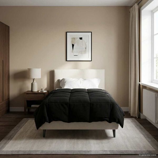 vidaXL Talvityyny Quiltottu Musta 155 x 220 cm Mikrokuitu